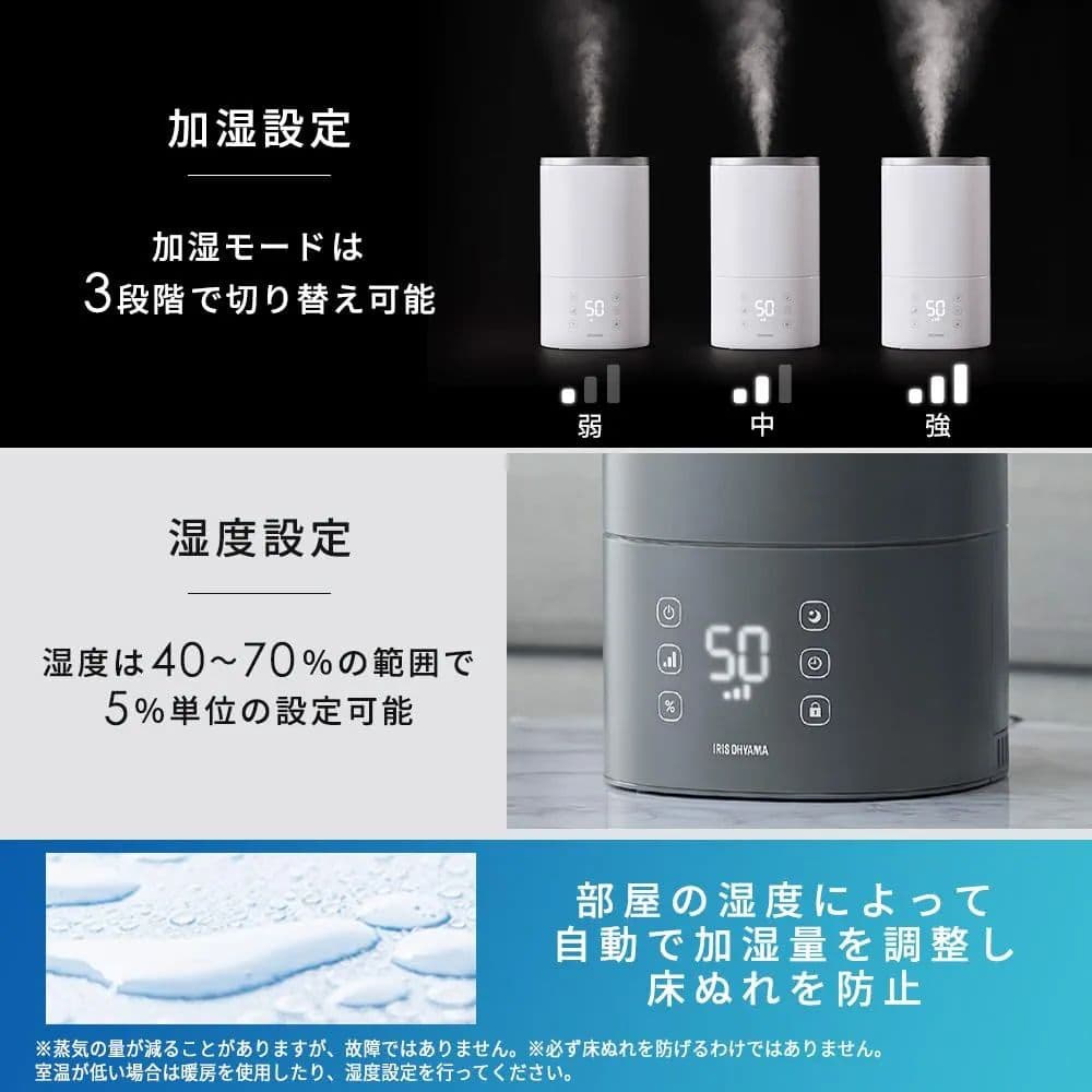 【新品】アイリスオーヤマ 上給水ハイブリッド加湿器 AHM-HU55A-H