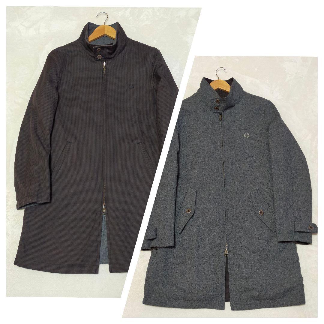 FRED PERRY　リバーシブル　千鳥格子柄　ミドルコート　Мサイズ