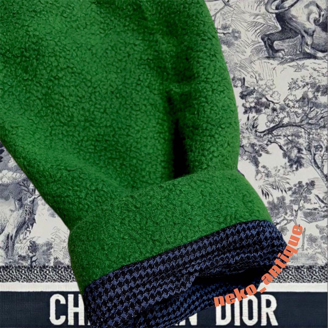 貴重希少クリスチャンディオールDior ウールツイード丸襟プリーツコートグリーン