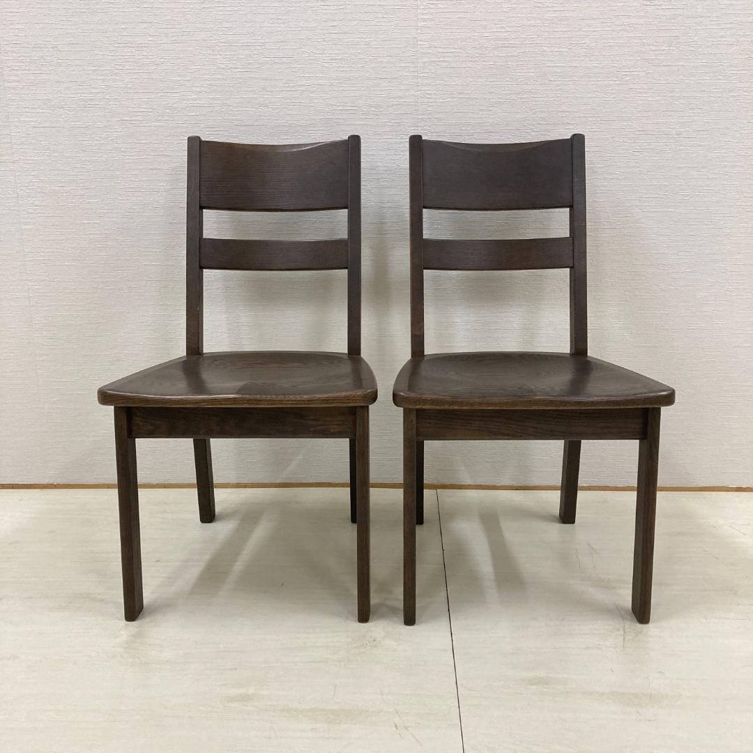 【浜本工芸】オーク材　ダイニングチェア　椅子　2脚セット　天然木　B
