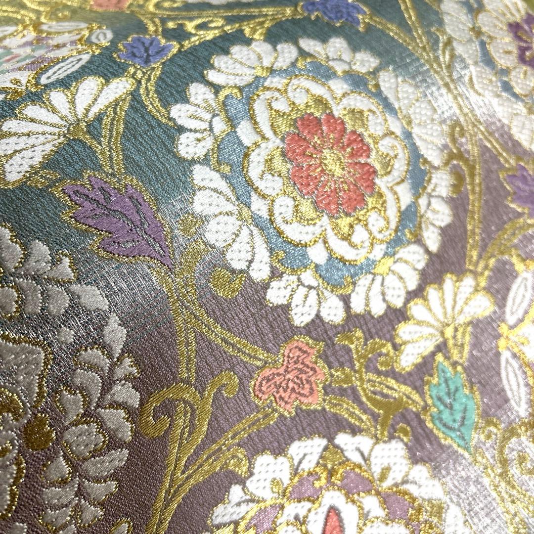 正絹　袋帯　【花紋　唐草】